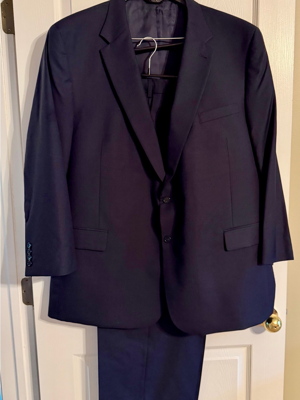 Jos A Bank Signature Regal Men’s Navy Suit 52R 50R Wool Silk